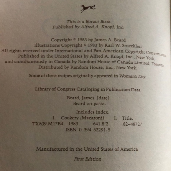 1st Edition JAMES BEARD ON PASTA by James Beard - Picture 4 of 7